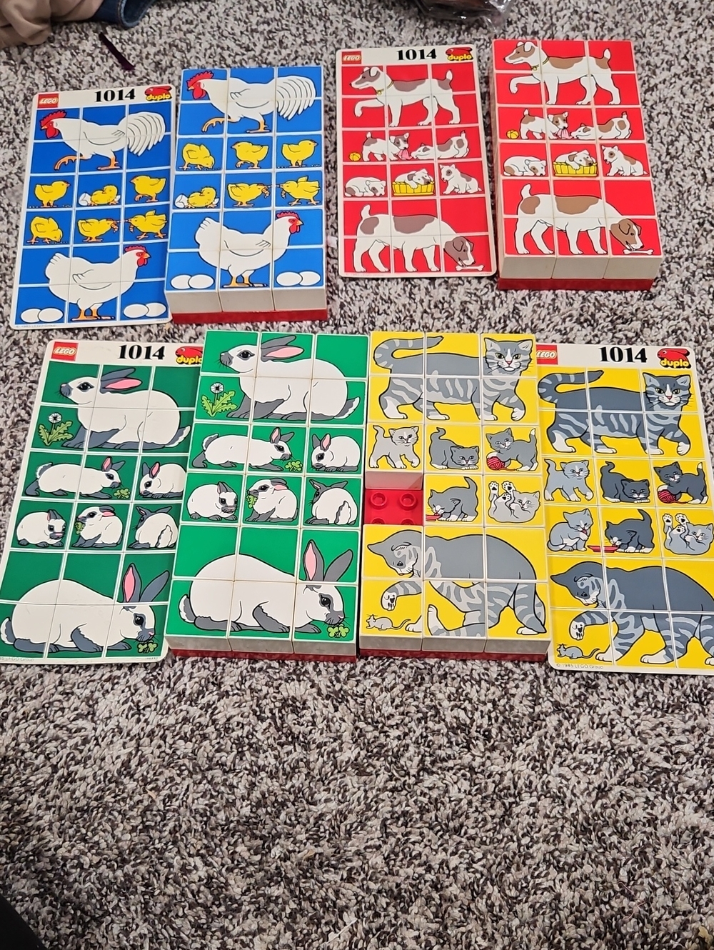 Lego Duplo Animal Picture Blocks - Blue, Red, Green, Yellow Missing one piece